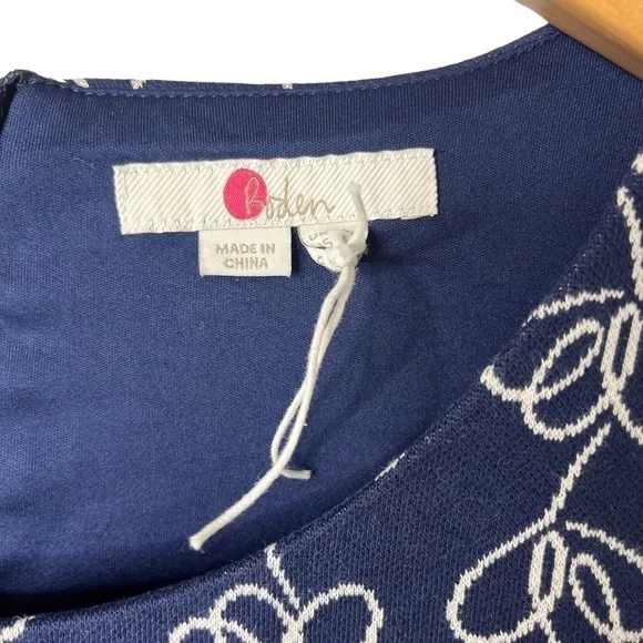 Boden Climbing Ivy Newlyn Dress Navy Blue Size 6 Jacquard Fluted Sleeves JQ232 - Picture 7 of 10